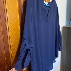 Chaus Blue V-Neck Blouse